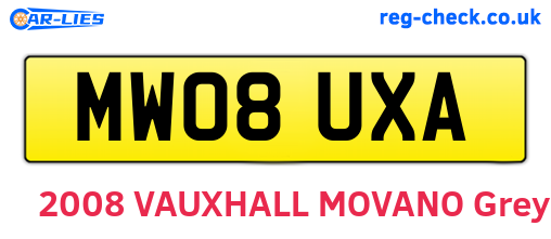 MW08UXA are the vehicle registration plates.