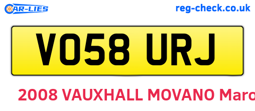 VO58URJ are the vehicle registration plates.