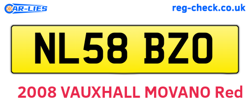 NL58BZO are the vehicle registration plates.