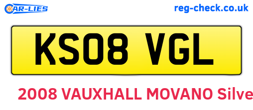 KS08VGL are the vehicle registration plates.