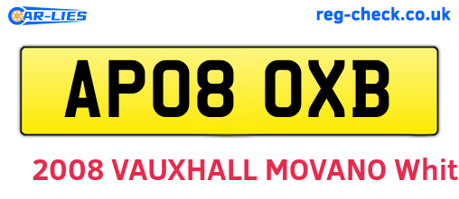 AP08OXB are the vehicle registration plates.