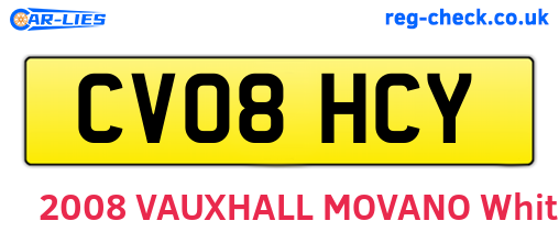 CV08HCY are the vehicle registration plates.