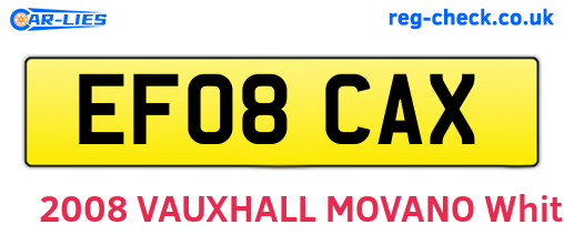 EF08CAX are the vehicle registration plates.