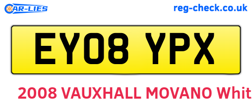 EY08YPX are the vehicle registration plates.