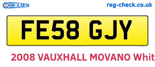 FE58GJY are the vehicle registration plates.