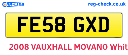FE58GXD are the vehicle registration plates.