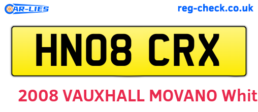 HN08CRX are the vehicle registration plates.