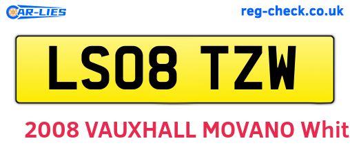 LS08TZW are the vehicle registration plates.