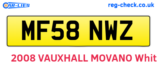 MF58NWZ are the vehicle registration plates.
