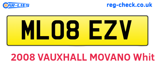 ML08EZV are the vehicle registration plates.