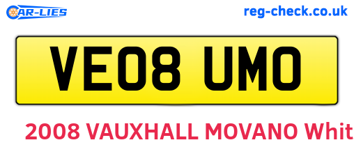VE08UMO are the vehicle registration plates.
