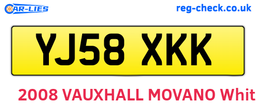 YJ58XKK are the vehicle registration plates.