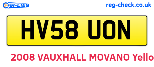 HV58UON are the vehicle registration plates.