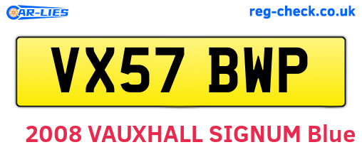 VX57BWP are the vehicle registration plates.