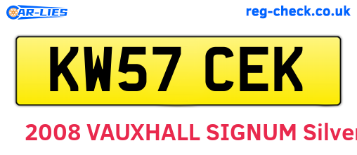 KW57CEK are the vehicle registration plates.