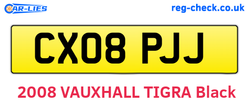 CX08PJJ are the vehicle registration plates.
