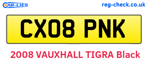CX08PNK are the vehicle registration plates.