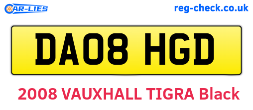 DA08HGD are the vehicle registration plates.
