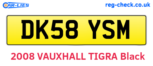 DK58YSM are the vehicle registration plates.
