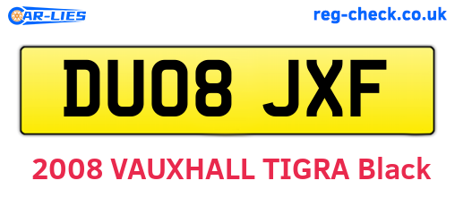 DU08JXF are the vehicle registration plates.