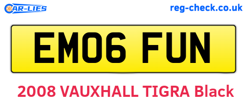 EM06FUN are the vehicle registration plates.
