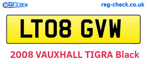 LT08GVW are the vehicle registration plates.