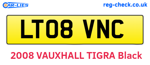 LT08VNC are the vehicle registration plates.