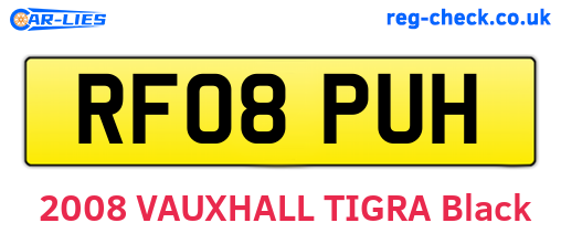 RF08PUH are the vehicle registration plates.