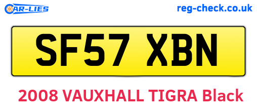 SF57XBN are the vehicle registration plates.