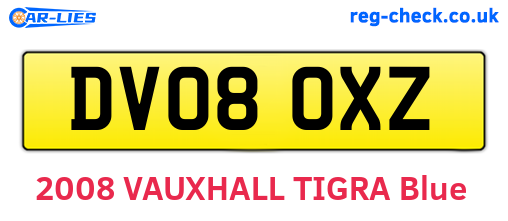 DV08OXZ are the vehicle registration plates.