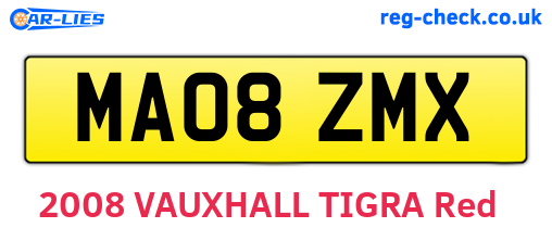 MA08ZMX are the vehicle registration plates.