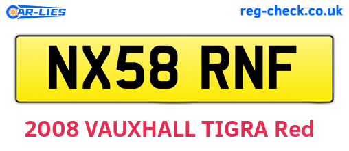 NX58RNF are the vehicle registration plates.