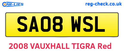 SA08WSL are the vehicle registration plates.