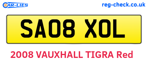 SA08XOL are the vehicle registration plates.
