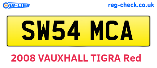 SW54MCA are the vehicle registration plates.