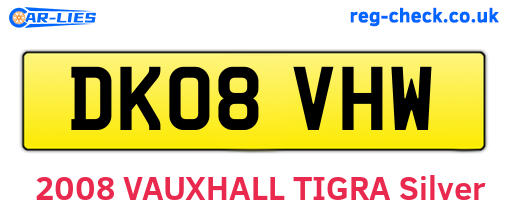 DK08VHW are the vehicle registration plates.