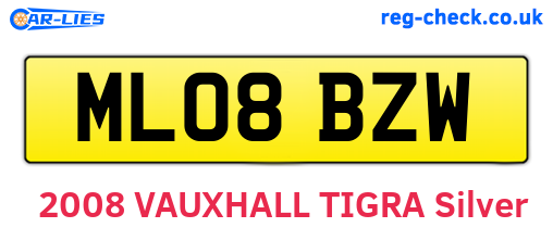 ML08BZW are the vehicle registration plates.