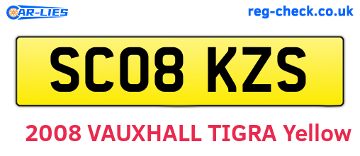 SC08KZS are the vehicle registration plates.