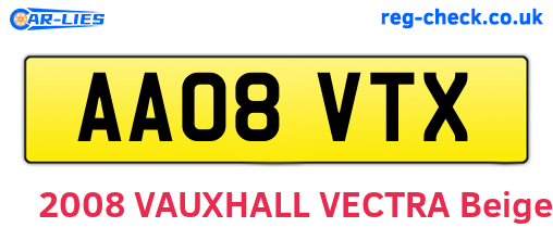 AA08VTX are the vehicle registration plates.