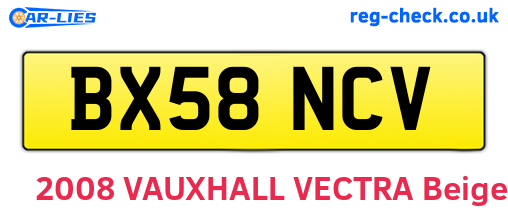 BX58NCV are the vehicle registration plates.