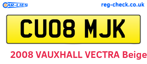 CU08MJK are the vehicle registration plates.