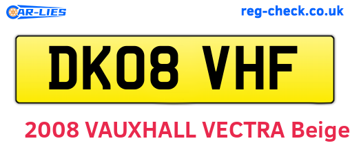 DK08VHF are the vehicle registration plates.