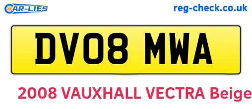 DV08MWA are the vehicle registration plates.