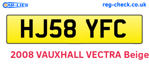HJ58YFC are the vehicle registration plates.