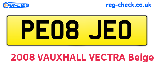 PE08JEO are the vehicle registration plates.