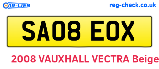 SA08EOX are the vehicle registration plates.