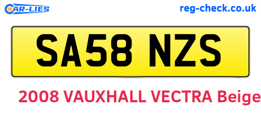 SA58NZS are the vehicle registration plates.