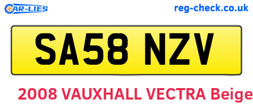 SA58NZV are the vehicle registration plates.