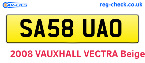 SA58UAO are the vehicle registration plates.