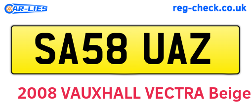 SA58UAZ are the vehicle registration plates.